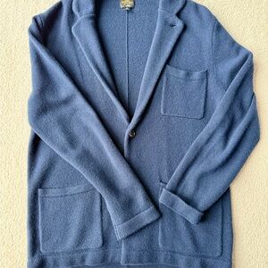 J. Crew Men's cashmere navy Cardigan Sweater/blazer